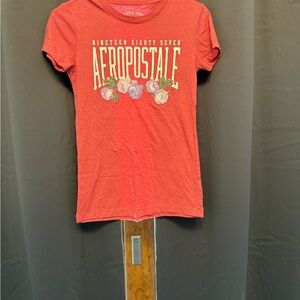 Aeropostale Coral Tee with Floral Design
